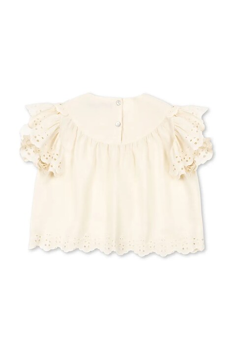 Konges Sløjd блузка із рюшами дитяча бавовняна POSEY TOP — SS26-BDG00W, бежевий — фото 3