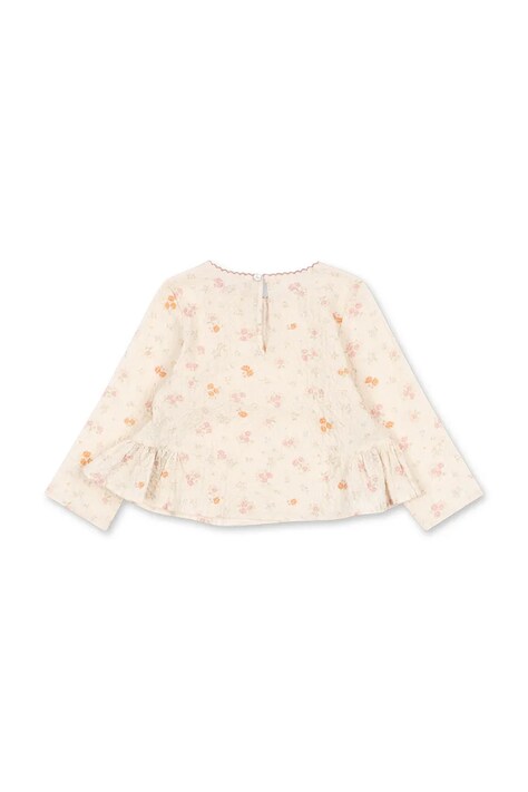 Konges Sløjd блузка із рюшами дитяча бавовняна з еластаном ELIN BOW BLOUSE GOTS — SS26-BDG00Y, бежевий — фото 2