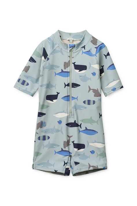 Liewood strój kąpielowy jednoczęściowy dziecięcy Max Printed Shortsleeve Swim Jumpsuit niebieski LW17602