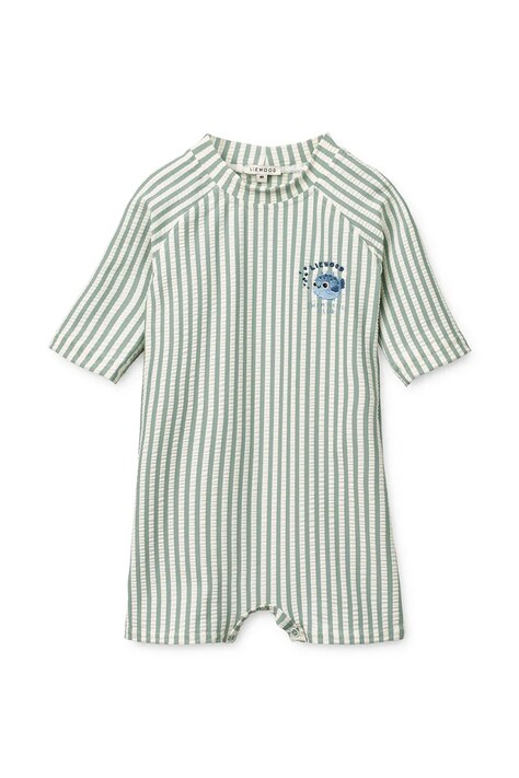 Liewood kombinezon plażowy dziecięcy Thor Seersucker Baby Swim Jumpsuit zielony LW20438