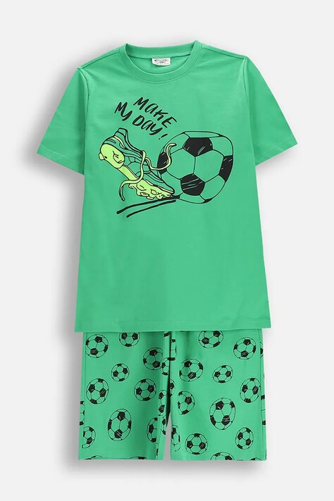 Dětské bavlněné pyžamo Coccodrillo zelená barva, PYJAMAS