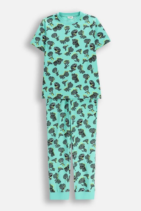 Coccodrillo piżama bawełniana dziecięca kolor zielony wzorzysta PYJAMAS