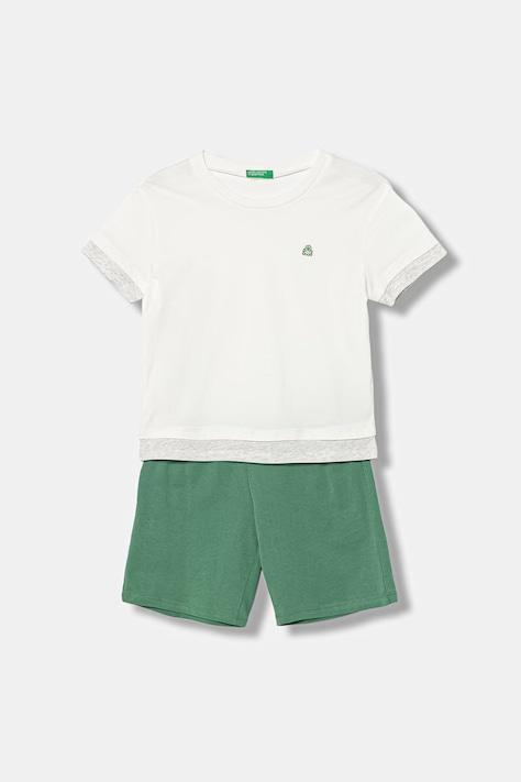 United Colors of Benetton piżama dwuczęściowa dziecięca bawełniana beżowa 30960P09Y