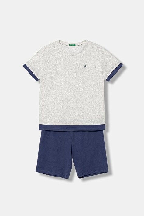 United Colors of Benetton piżama dwuczęściowa dziecięca bawełniana szara 30960P09Y