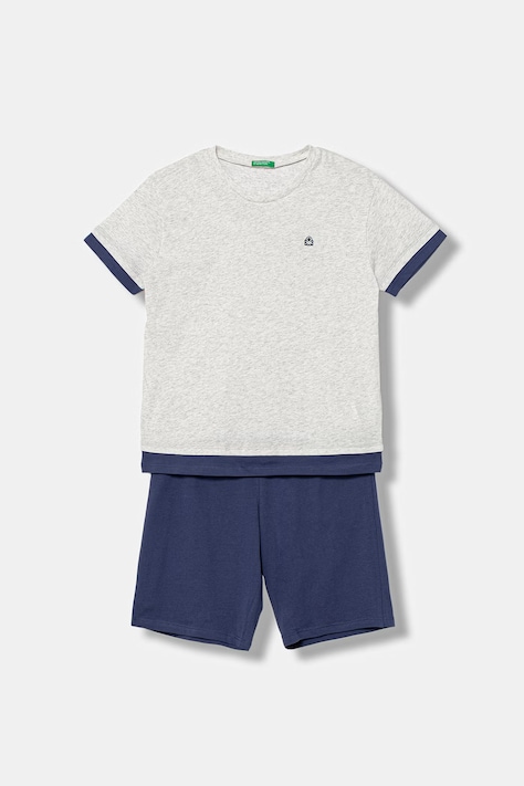 United Colors of Benetton piżama dwuczęściowa dziecięca bawełniana szara 30960P09Y