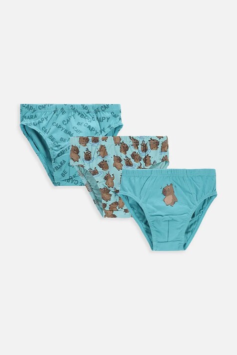 Coccodrillo slipy dziecięce bawełniane 3-pack turkusowe PANTS