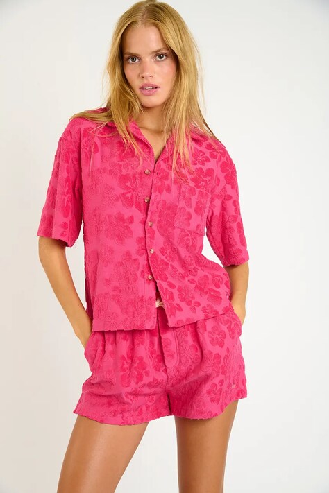 Πουκάμισο παραλίας Banana Moon Hibisponge χρώμα: ροζ, ANCORA.HIBISPON