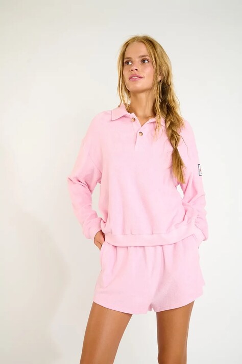 Banana Moon bluza plażowa bawełniana Spongetime kolor różowy LEIGHTON.SPONGE