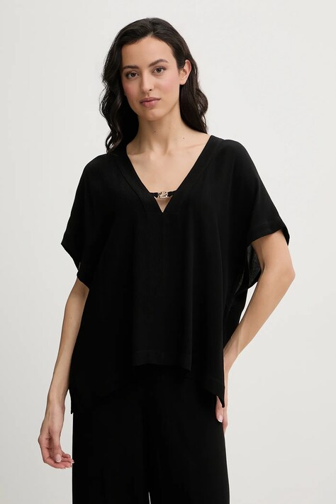 BOSS bluzka plażowa Double B Top kolor czarny 50557041