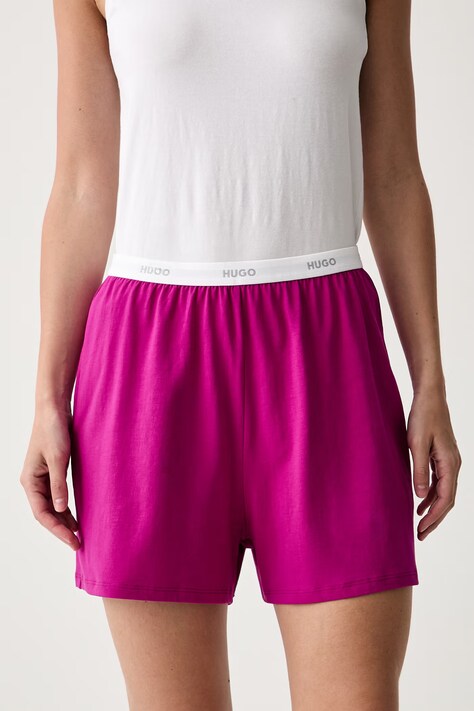 HUGO pyžamové šortky dámske bavlnené s elastanom HUGO ID SHORTS ružové 50555600