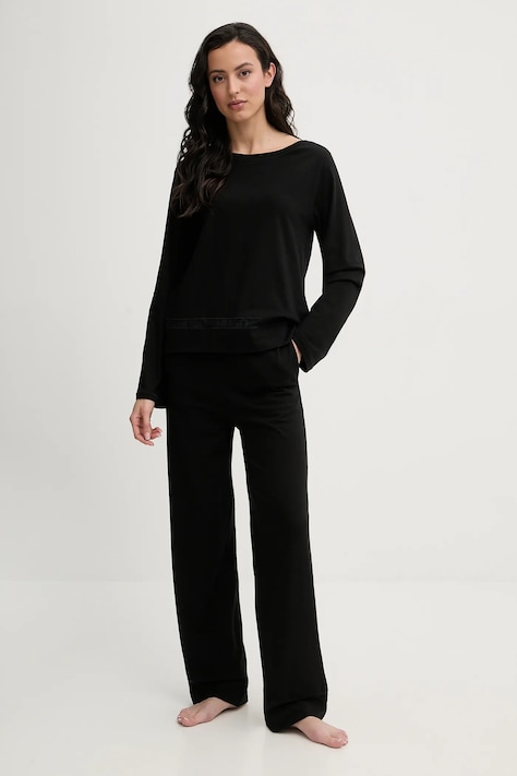 HUGO piżama MESH LOGO LONG SET damska kolor czarny 50556636