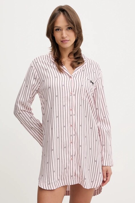 HUGO koszula nocna SARTORIAL SLEEPSHIRT damska kolor różowy 50556665