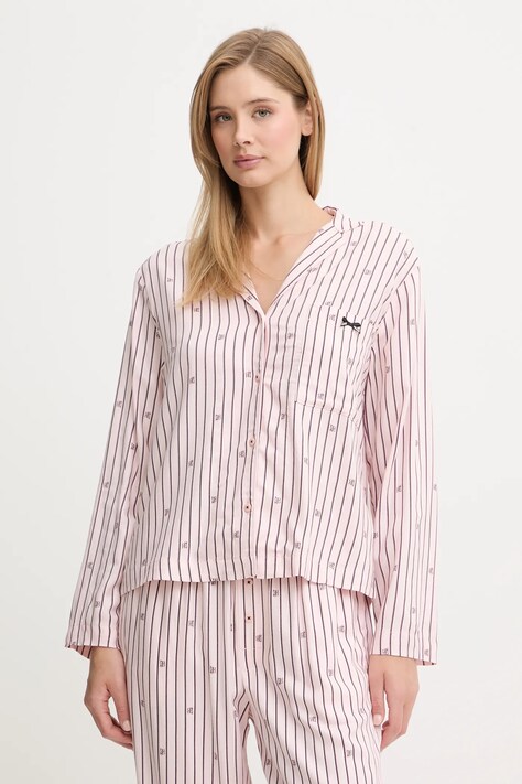 HUGO koszula piżamowa SARTORIAL SHIRT damska kolor różowy 50556675