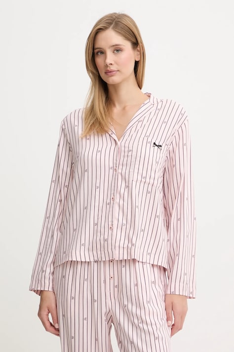 HUGO koszula piżamowa SARTORIAL SHIRT damska kolor różowy 50556675