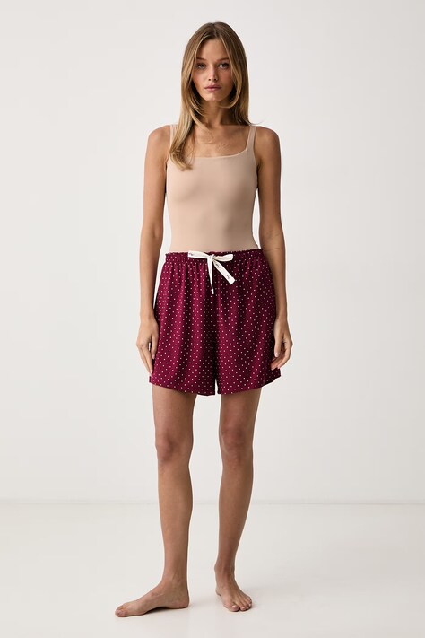 HUGO Szorty piżamowe damskie z modalem CASUAL SHORTS czerwone 50556938