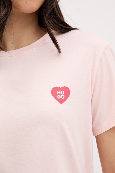 HUGO футболка жіноча з модалем CASUAL T-SHIRT — SS26-BID048, рожевий — фото 4