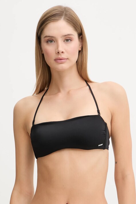 HUGO biustonosz kąpielowy PURE BANDEAU kolor czarny miękka miseczka 50555649