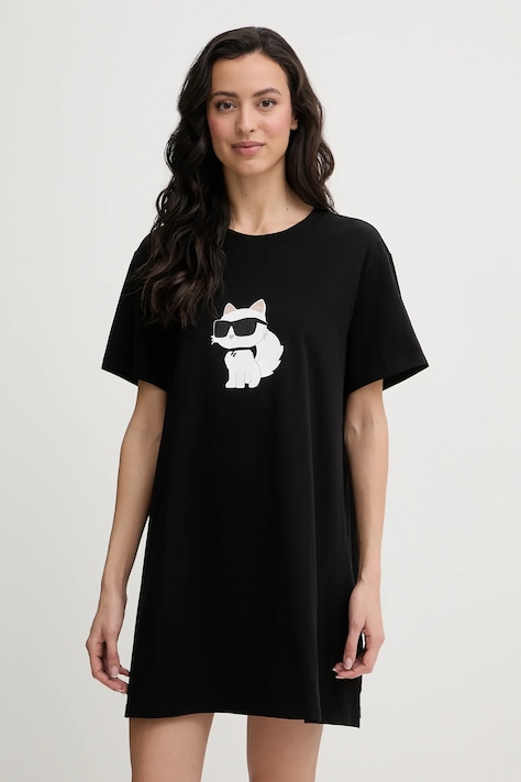 Νυχτικό Karl Lagerfeld IKON γυναικείο, χρώμα: μαύρο, B1W45003