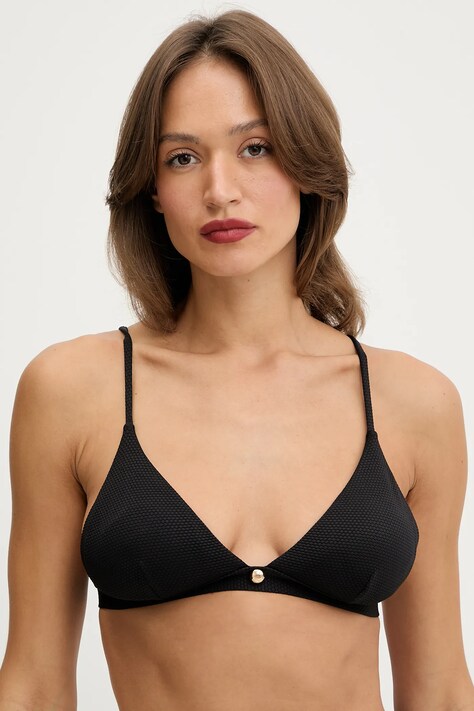 Karl Lagerfeld biustonosz kąpielowy HOTEL KARL kolor czarny lekko usztywniona miseczka B1W46027