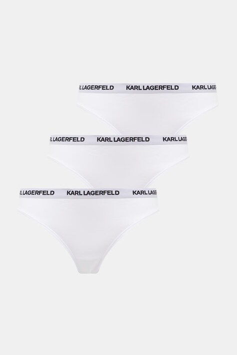 Karl Lagerfeld Stringi damskie z bawełną 3-pack białe B1W47031