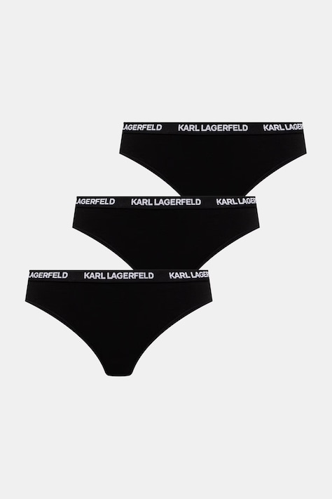 Karl Lagerfeld stringi damskie z bawełną 3-pack czarne B1W47031
