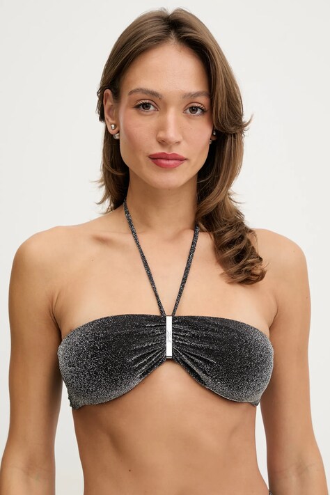 Karl Lagerfeld biustonosz kąpielowy kolor czarny lekko usztywniona miseczka B1W46014