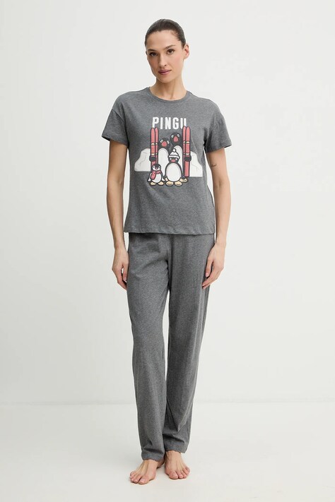 women'secret pijamale de bumbac culoarea gri, bumbac, 3132246