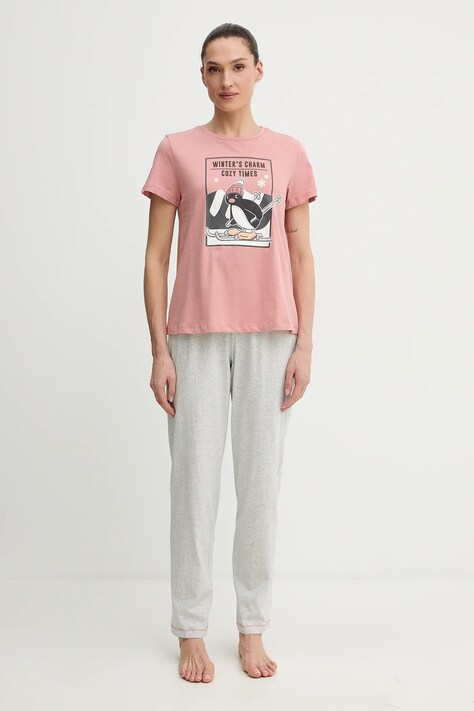 women'secret piżama bawełniana damska kolor różowy bawełniana 3132247