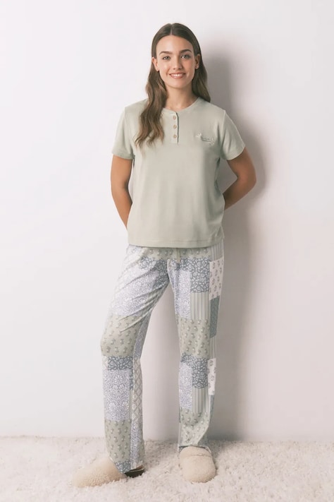 women'secret komplet piżamowy damska kolor zielony 3592473