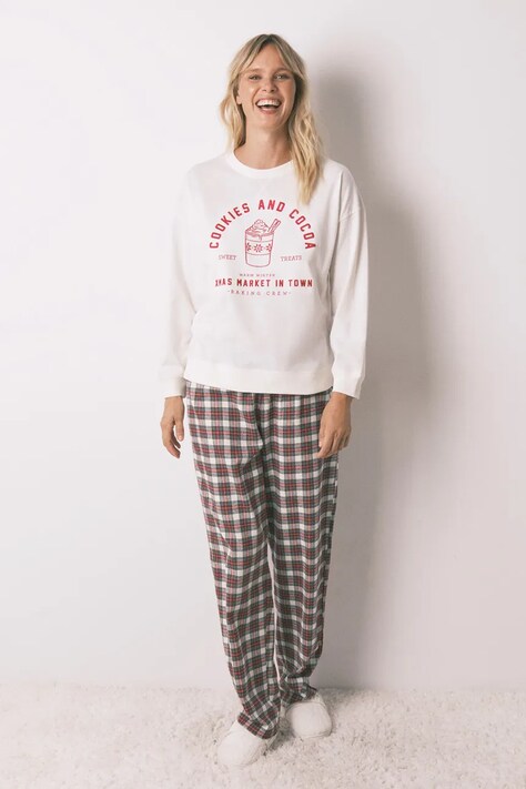 women'secret komplet piżamowy bawełniany damska kolor beżowy 3592474