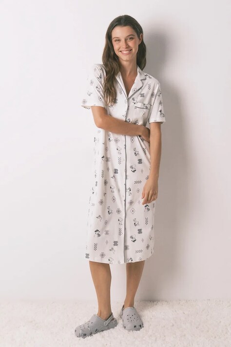 women'secret koszula nocna bawełniana SNOOPY damska kolor biały bawełniana 4442114