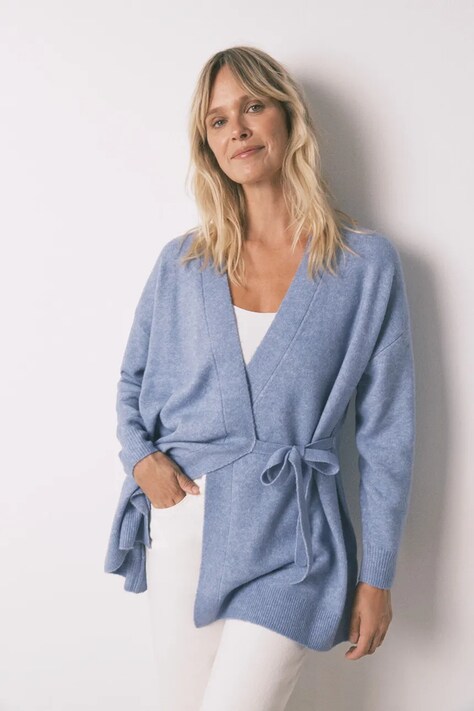 women'secret szlafrok z domieszką wełny damskie kolor niebieski 4682703