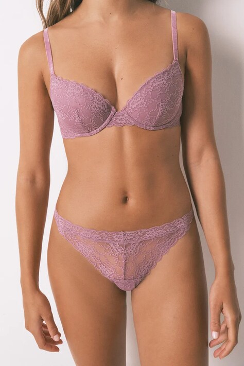 women'secret stringi kolor różowy z koronki 4982645