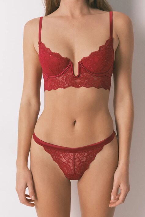 women'secret brazyliany kolor czerwony z koronki 5352622