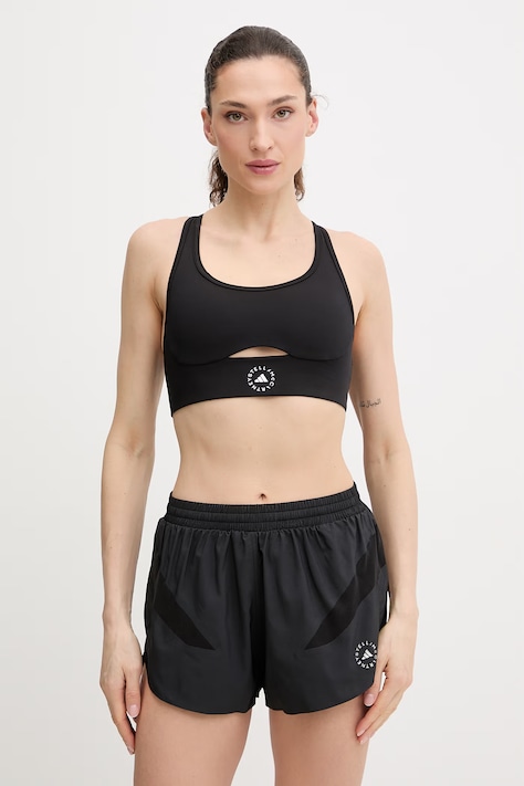 Sportovní podprsenka adidas by Stella McCartney černá barva, hladká, JW1997