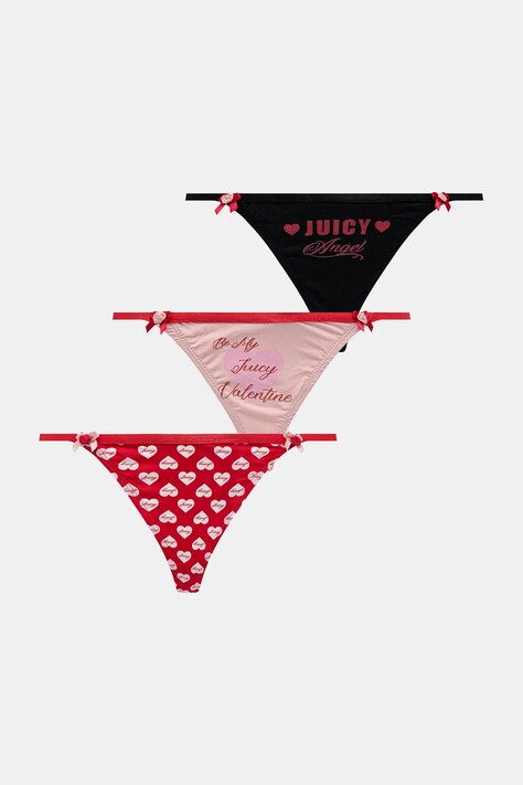 Juicy Couture stringi Be My Juicy Valentine 3-pack kolor czerwony JCTTH126953