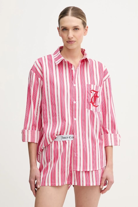 Juicy Couture koszula piżamowa bawełniana damska kolor różowy bawełniana JCYPT126853