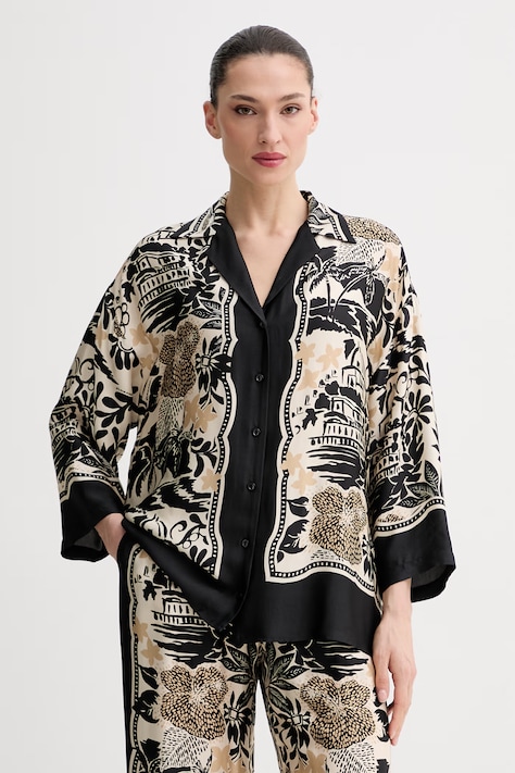 ERMANNO Firenze koszula damska z wiskozy czarna w kwiaty D48EK047EC9