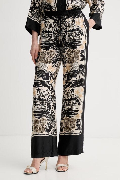 ERMANNO Firenze spodnie damskie z wiskozy czarne high waist D48EP081EC9