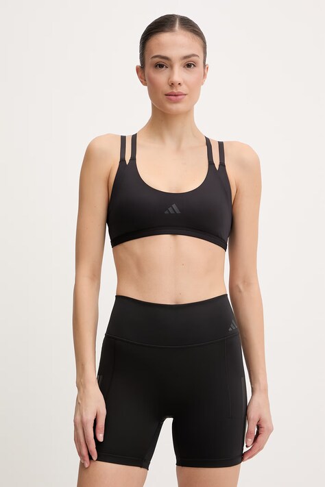 adidas Performance biustonosz sportowy Optime Workout kolor czarny gładki JZ5100