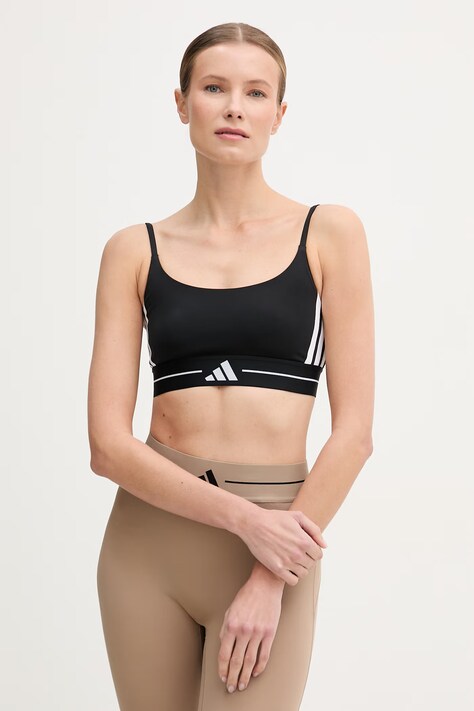 adidas Performance biustonosz sportowy The Hyperglam kolor czarny gładki KB3683