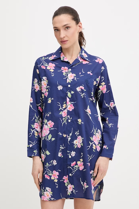Noční košilka Lauren Ralph Lauren dámská, tmavomodrá barva, ILN32499