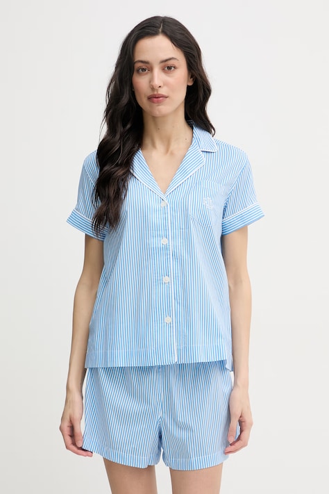 Lauren Ralph Lauren piżama dwuczęściowa damska z bawełny niebieska ILN12506