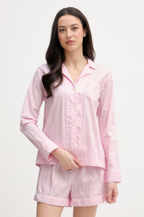 Lauren Ralph Lauren piżama dwuczęściowa damska bawełniana różowa ILN12507