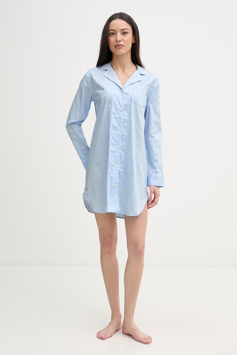Lauren Ralph Lauren koszula nocna damska bawełniana niebieska ILN32507