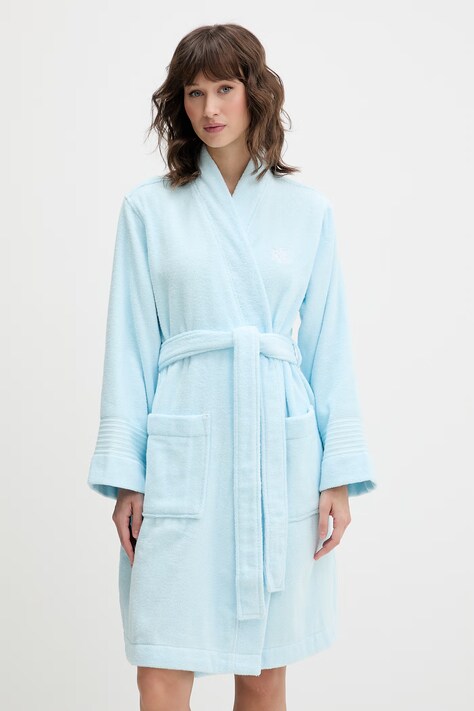 Lauren Ralph Lauren szlafrok frotte damski bawełniany niebieski ILN42511