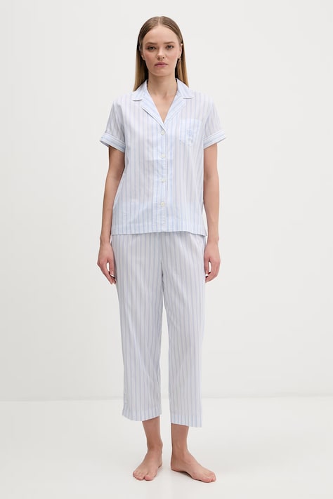 Lauren Ralph Lauren dvojdielne pyžamo dámske s bavlnou modré ILN72512