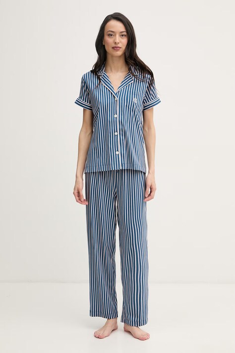 Lauren Ralph Lauren piżama dwuczęściowa damska z bawełną granatowa ILN72519