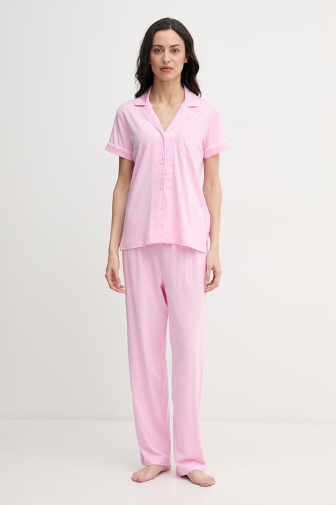 Lauren Ralph Lauren piżama dwuczęściowa damska z bawełną różowa ILN92509