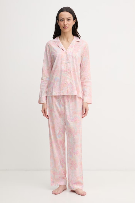 Lauren Ralph Lauren piżama dwuczęściowa damska z bawełną różowa ILN92512